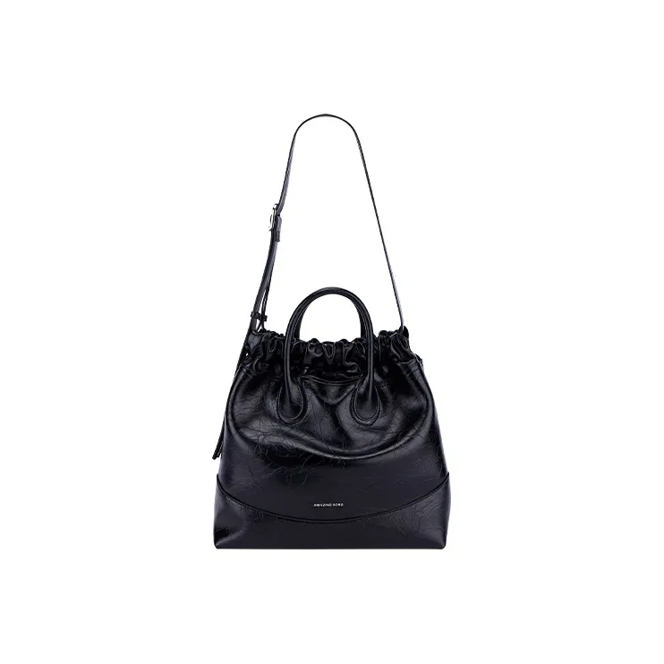 AMAZING SONG Stray Bag Series Cow Leather Tote Bag Shopping Bag Handbag Crossbody Bag Large Size Women's Black/White