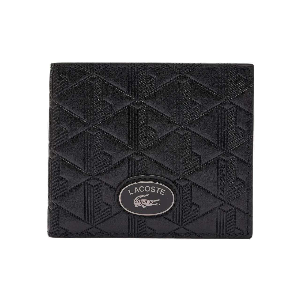 LACOSTE Cow Split Leather Wallet Medium Size Men's Black