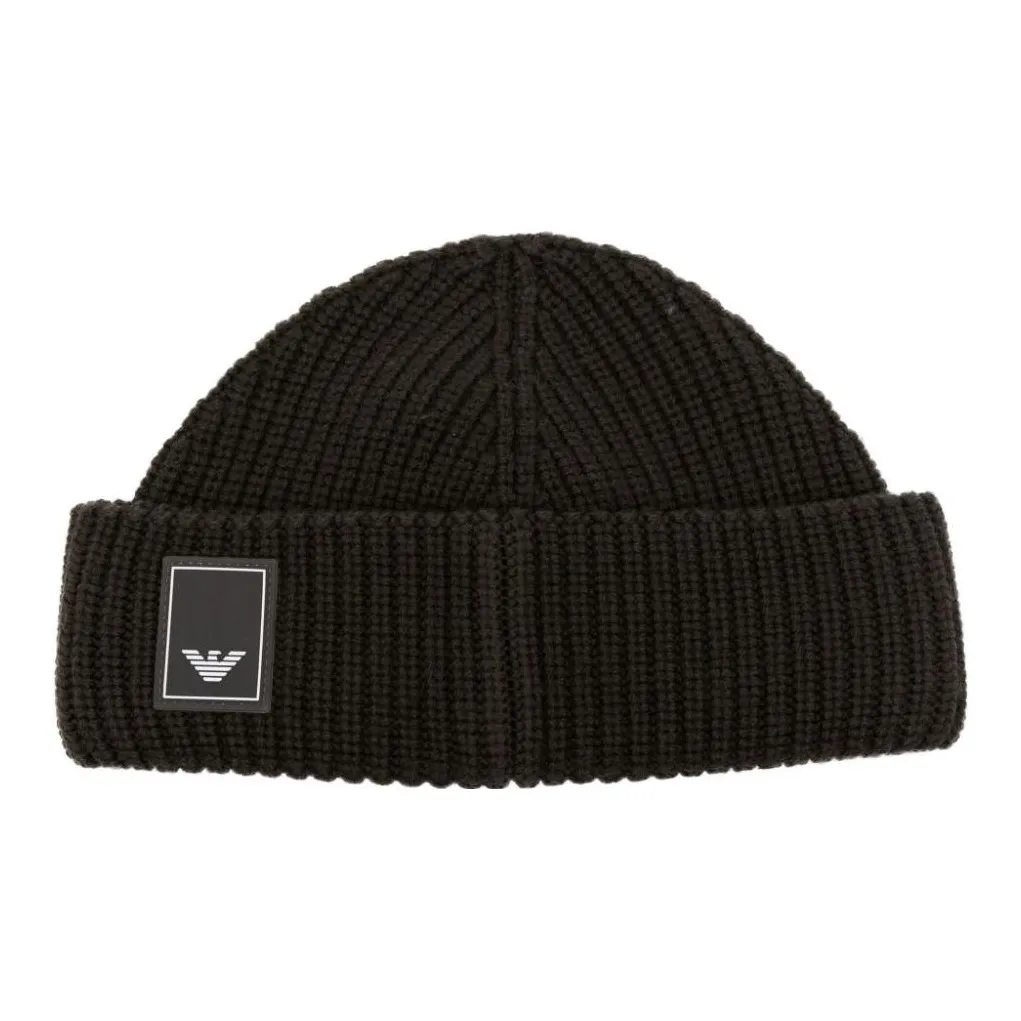 EMPORIO ARMANI Logo patch Virgin wool Beanie