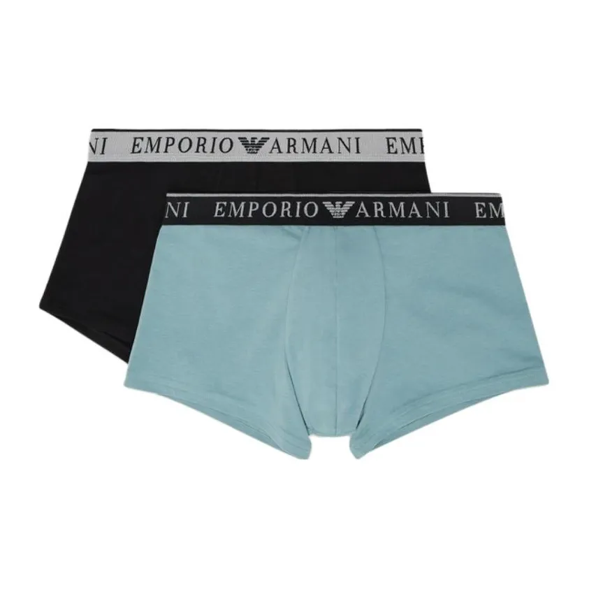 EMPORIO ARMANI 2 упаковки аква-синий + черный мужские боксер-шорты