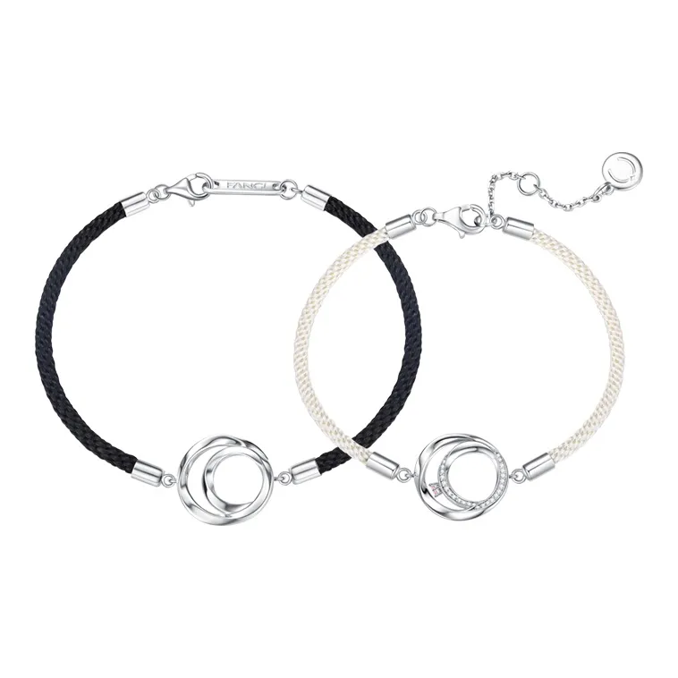 FANCI S925 Silver Set With Gemstones Bracelets Unisex Couple Exclusive Jewelry, Style