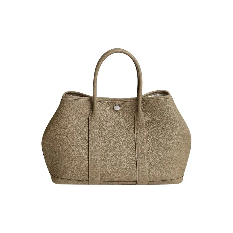 HERMES Garden Party Negonda Calfskin Garden Handbag Women's Marfa Beige