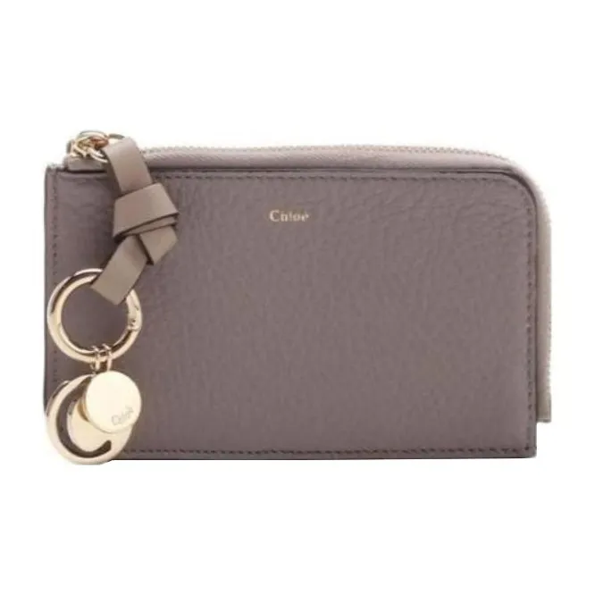 Chloe Genuine Leather Card Holder Wallet Women's Gray