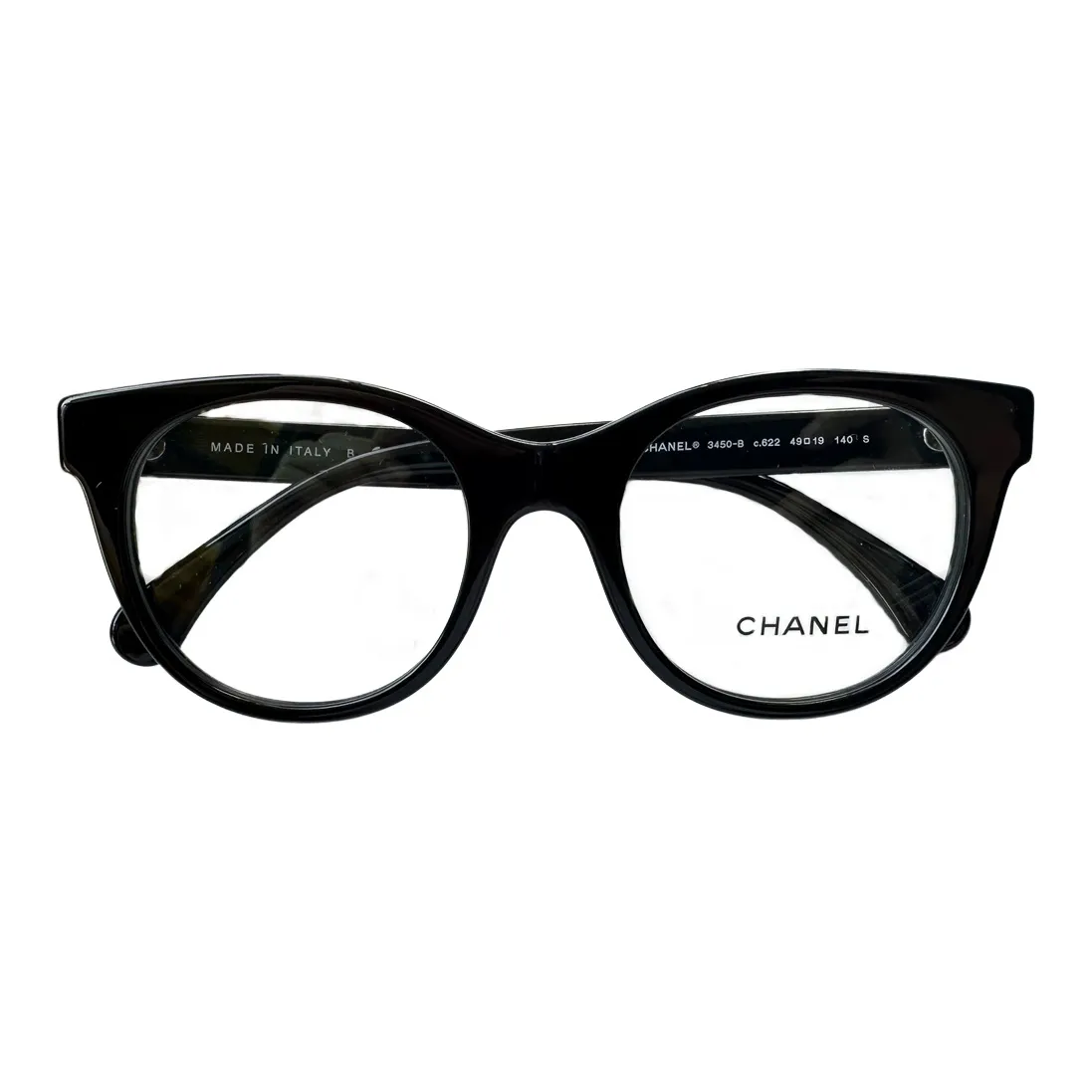 CHANEL Plate Frame Rhinestone Butterfly Eyeglass Frames Women's Black