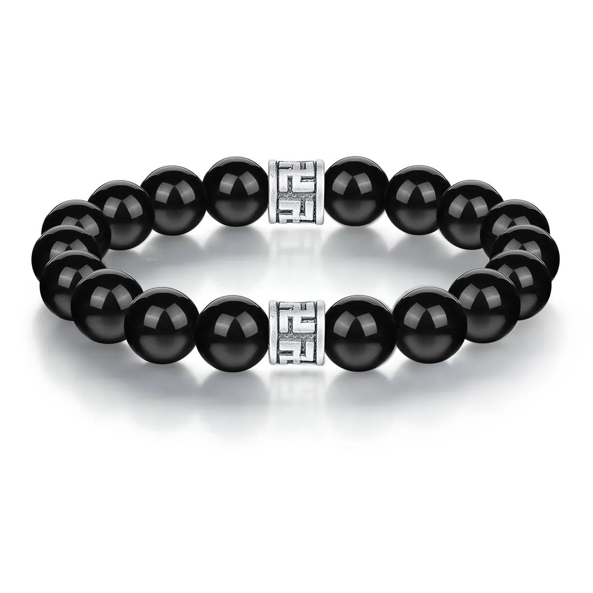 SEVEN COOK Obsidian Bracelet 999 Fine Silver Men's