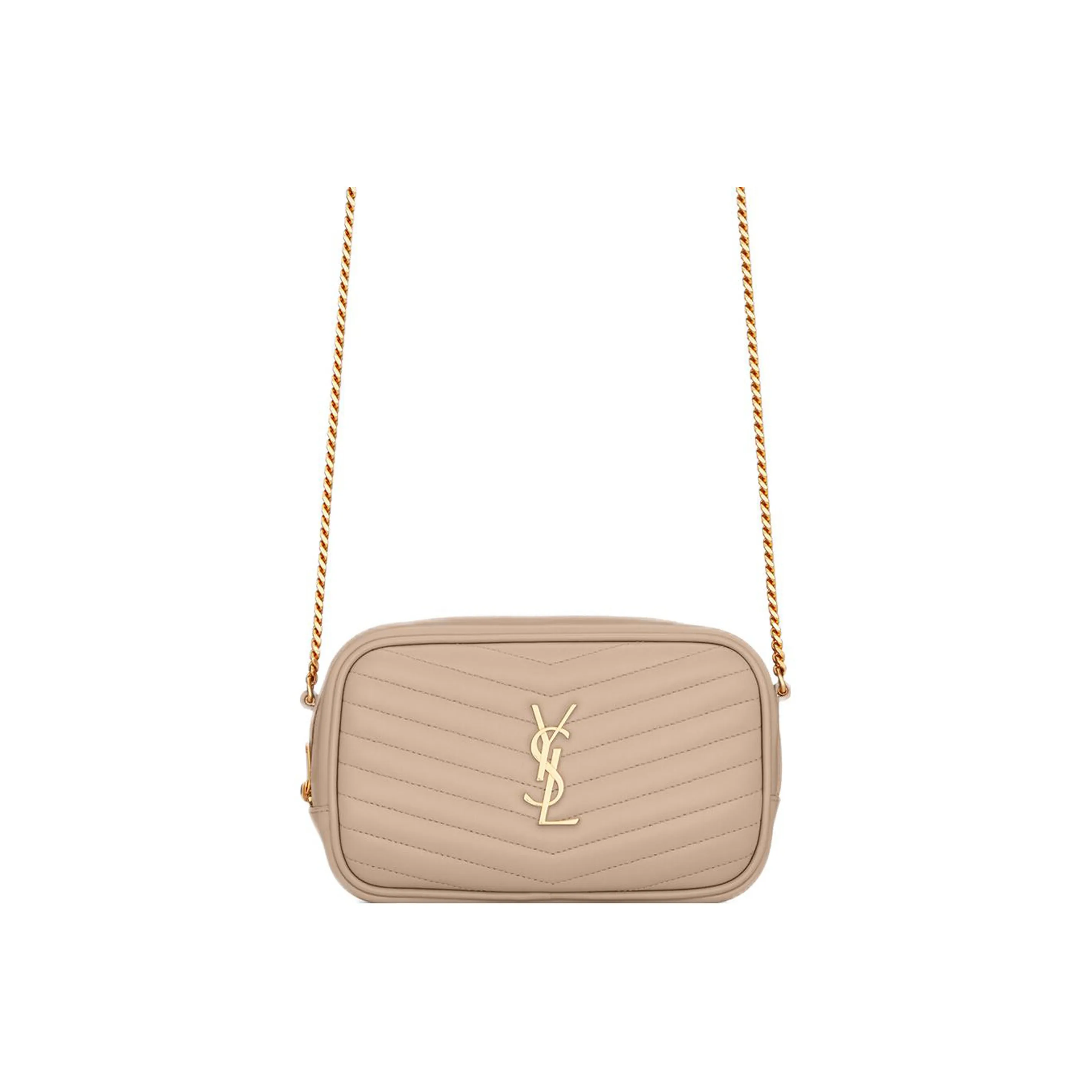 SAINT LAURENT LOU Quilting Bright Calfskin Camera Bag, Crossbody Bag, Shoulder Bag Women's Dark Beige