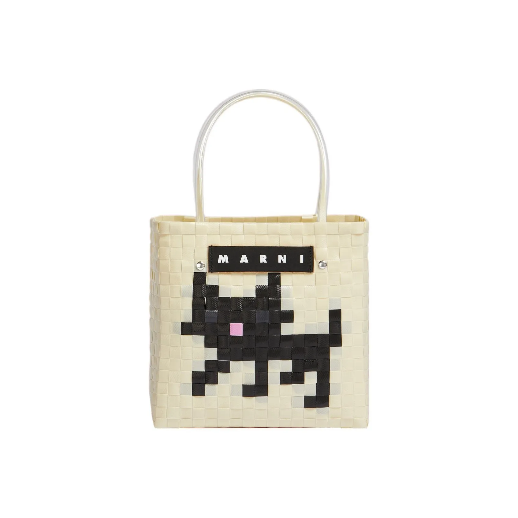 MARNI Basket Series Полипропиленовая Корзина Сумка из Коровьей Кожи Маленькая Женская Белая