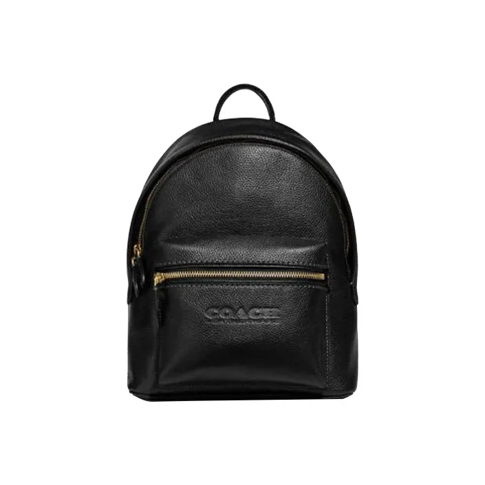 COACH Charter Leather Backpack Large Size Unisex Black