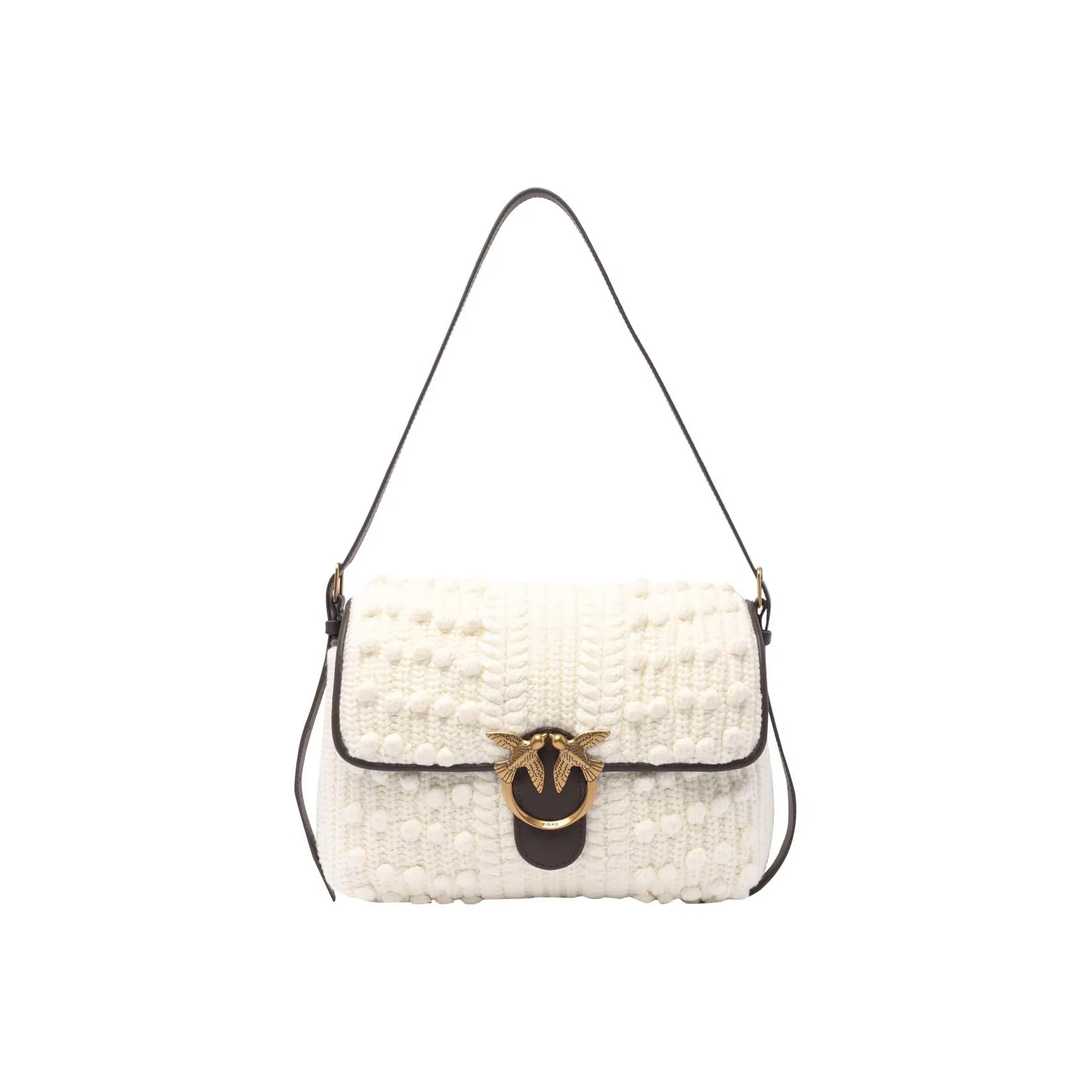 PINKO Шерсть Телячья кожа Сумка через плечо Сумка Женская Белая Черная