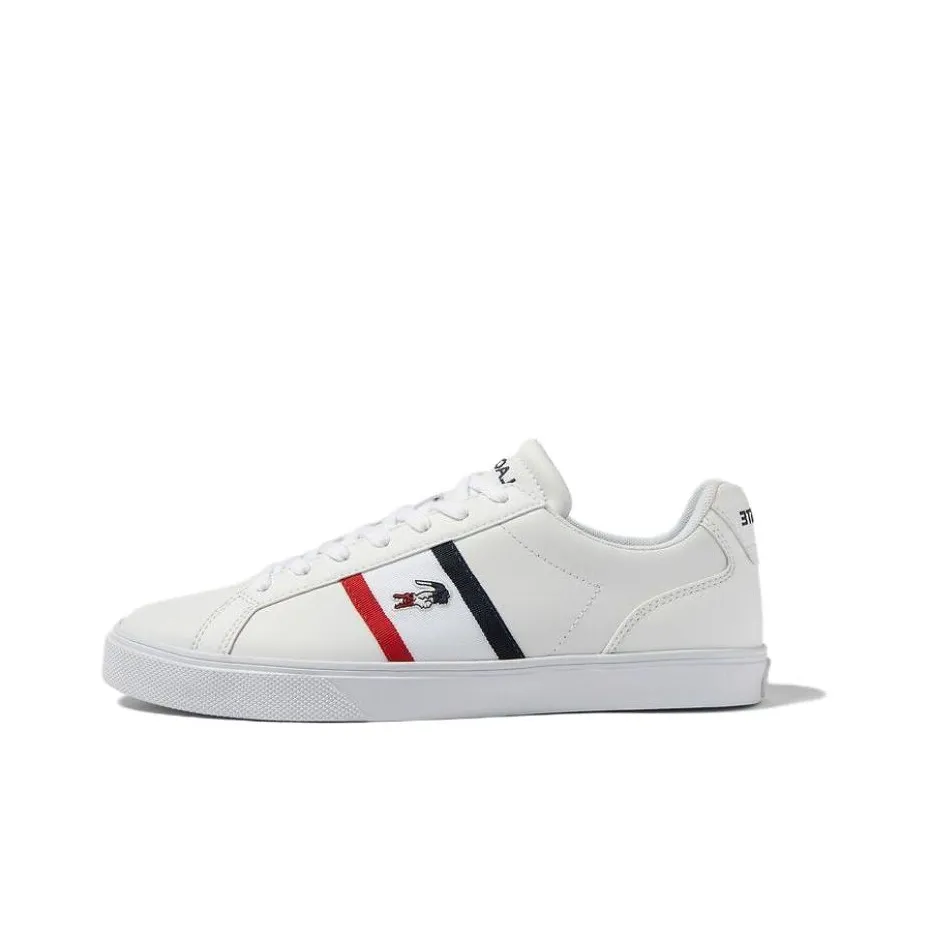 LACOSTE Slip Resistant Low Top Skateboard Shoes Men's White Red Blue