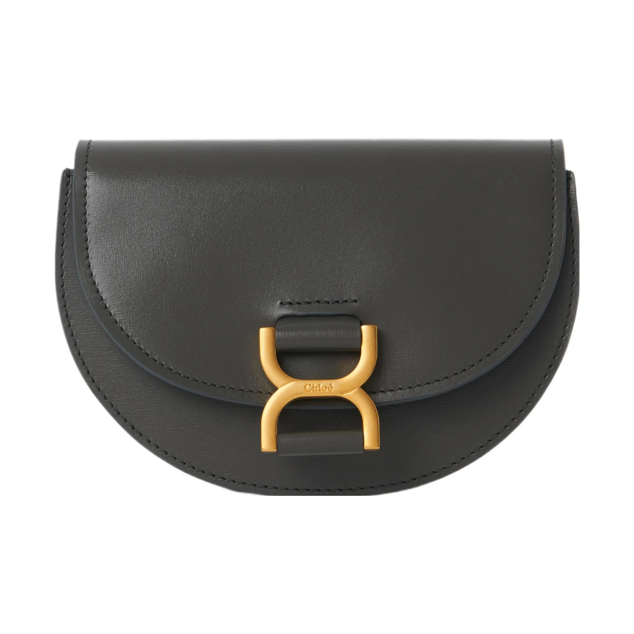 Chloe Marcie Smooth Calf Leather Flap Bag Shoulder Bag Crossbody Bag Mini Women's Elephant Gray