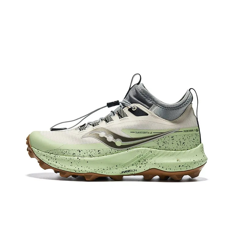 Saucony Peregrine 13 Peregrine Falcon 13 Устойчивые к истиранию Низкие Беговые кроссовки Женские Зеленые Серые