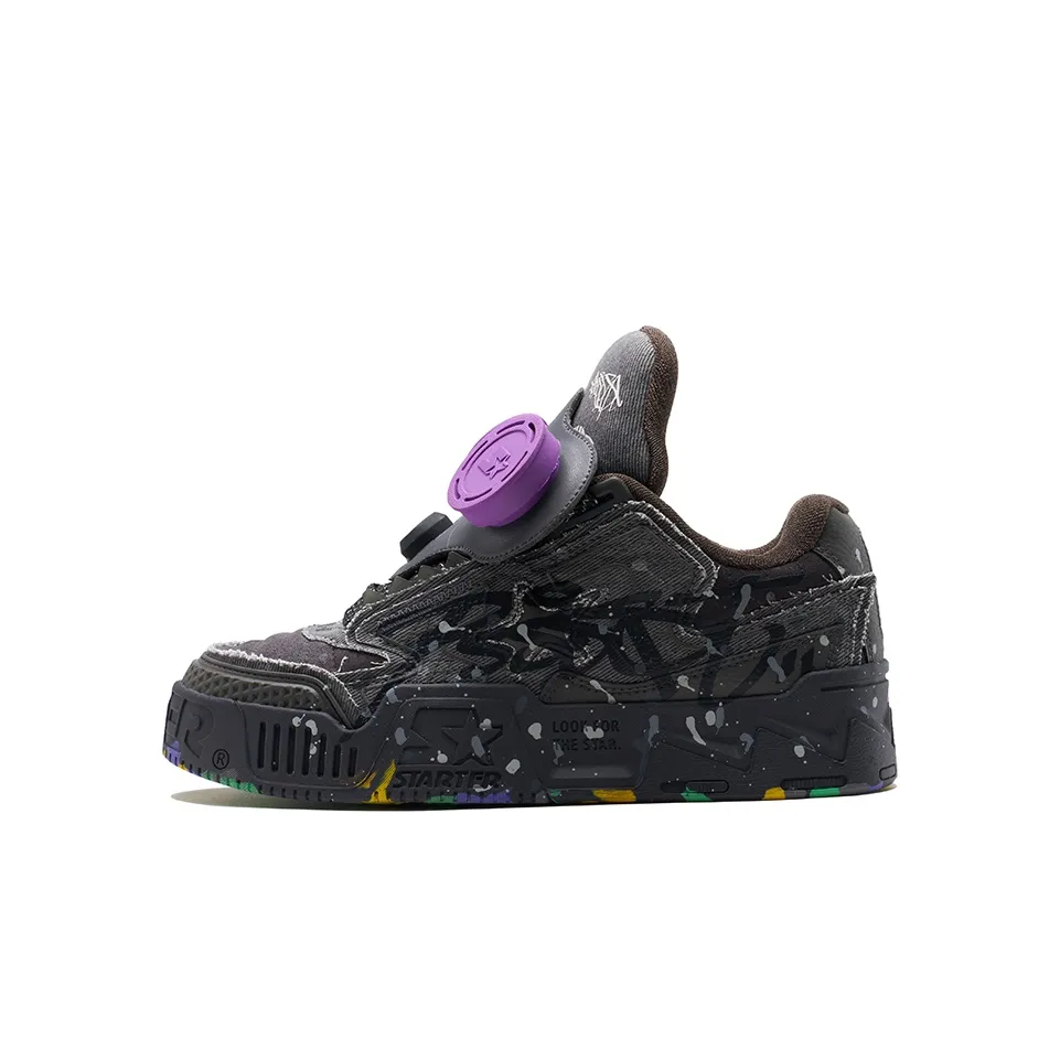 CHECHE x STARTER Psssst Slip Resistant Abrasion Resistant Low top Skateboard Shoes Unisex Light Black