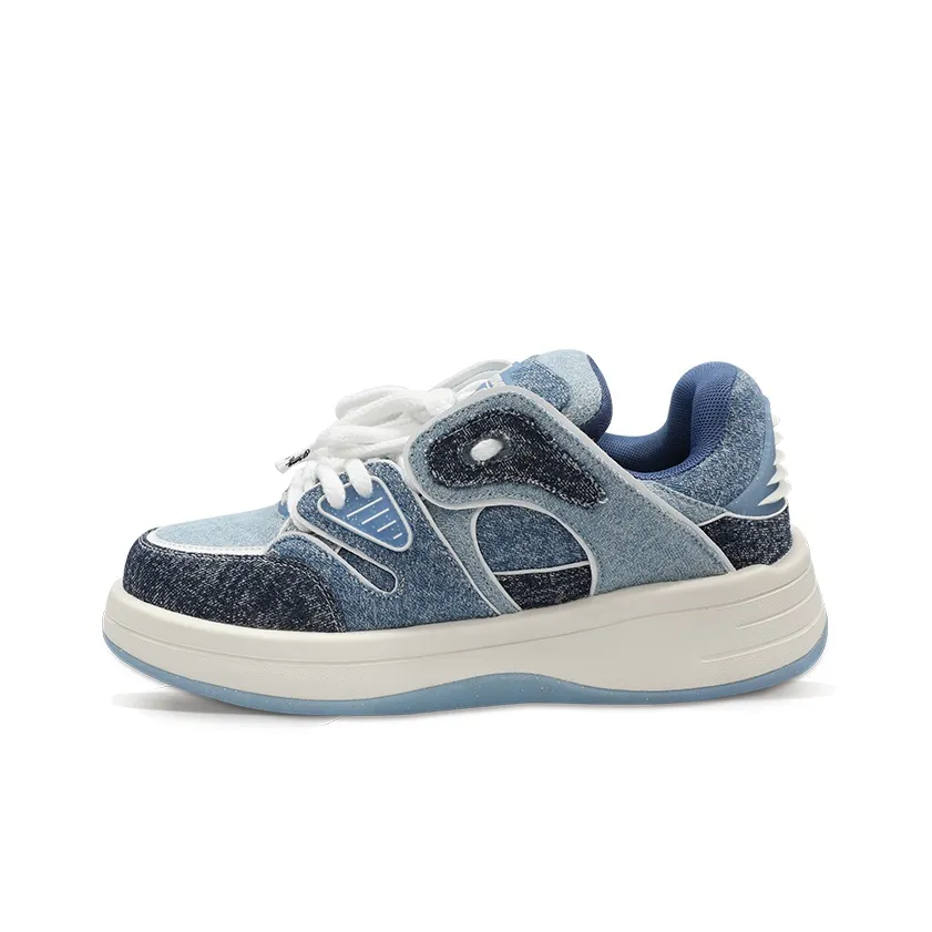 PCMY Akers One Puffy Shoes Low Top Skateboard Shoes Unisex Denim Blue