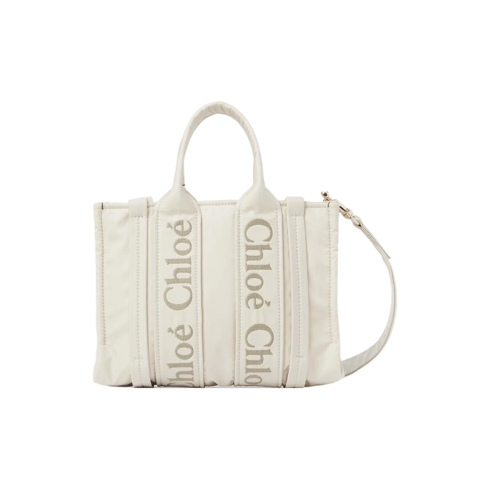 Chloe Woody Recycled Nylon Tote Bag, Shopping Bag, Shoulder Bag, Crossbody Bag, Handbag Trumpets Women's Umber