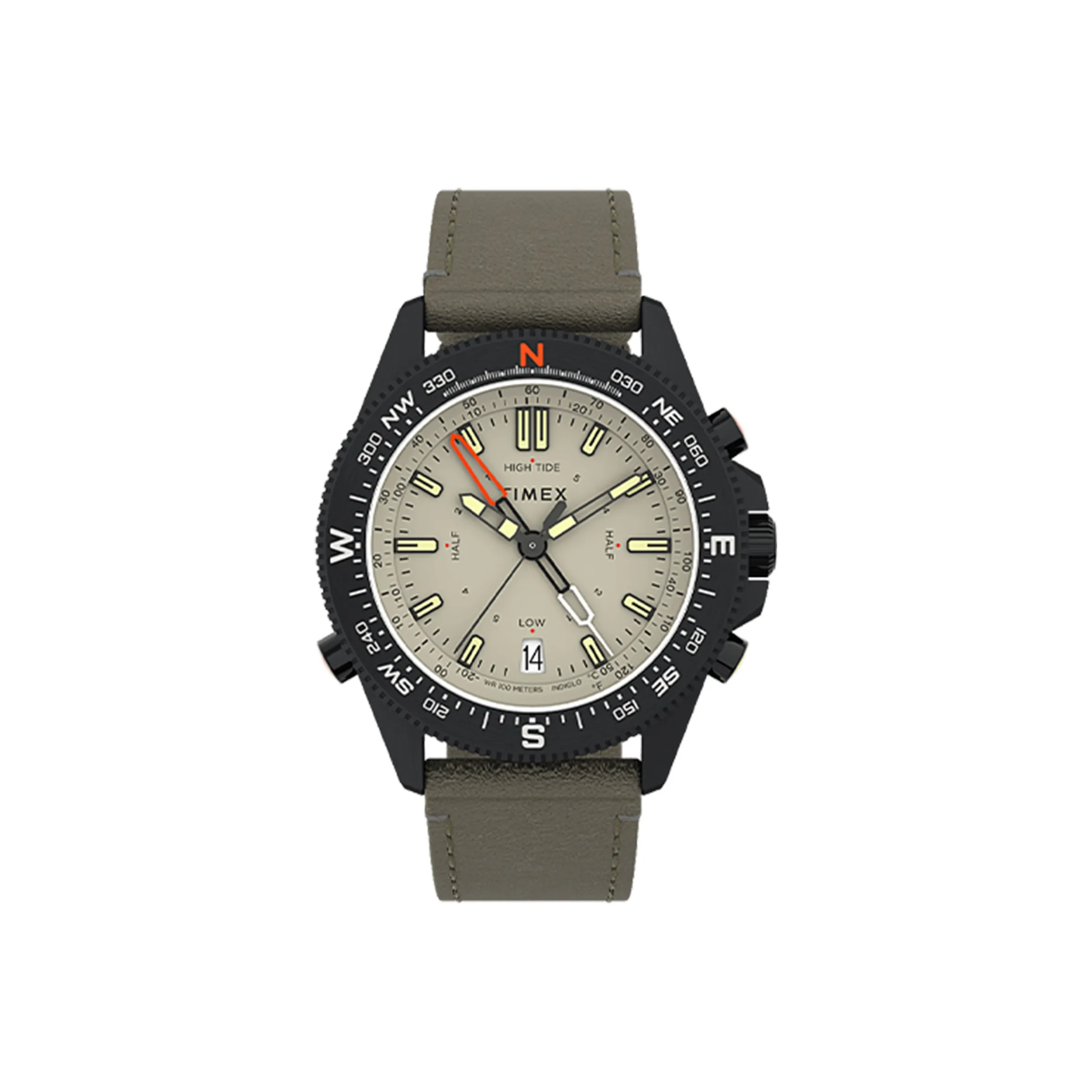 TIMEX Expedition Series Мужские часы Кварцевый механизм Кожаный ремешок 43 мм Зеленый циферблат TW2V21800