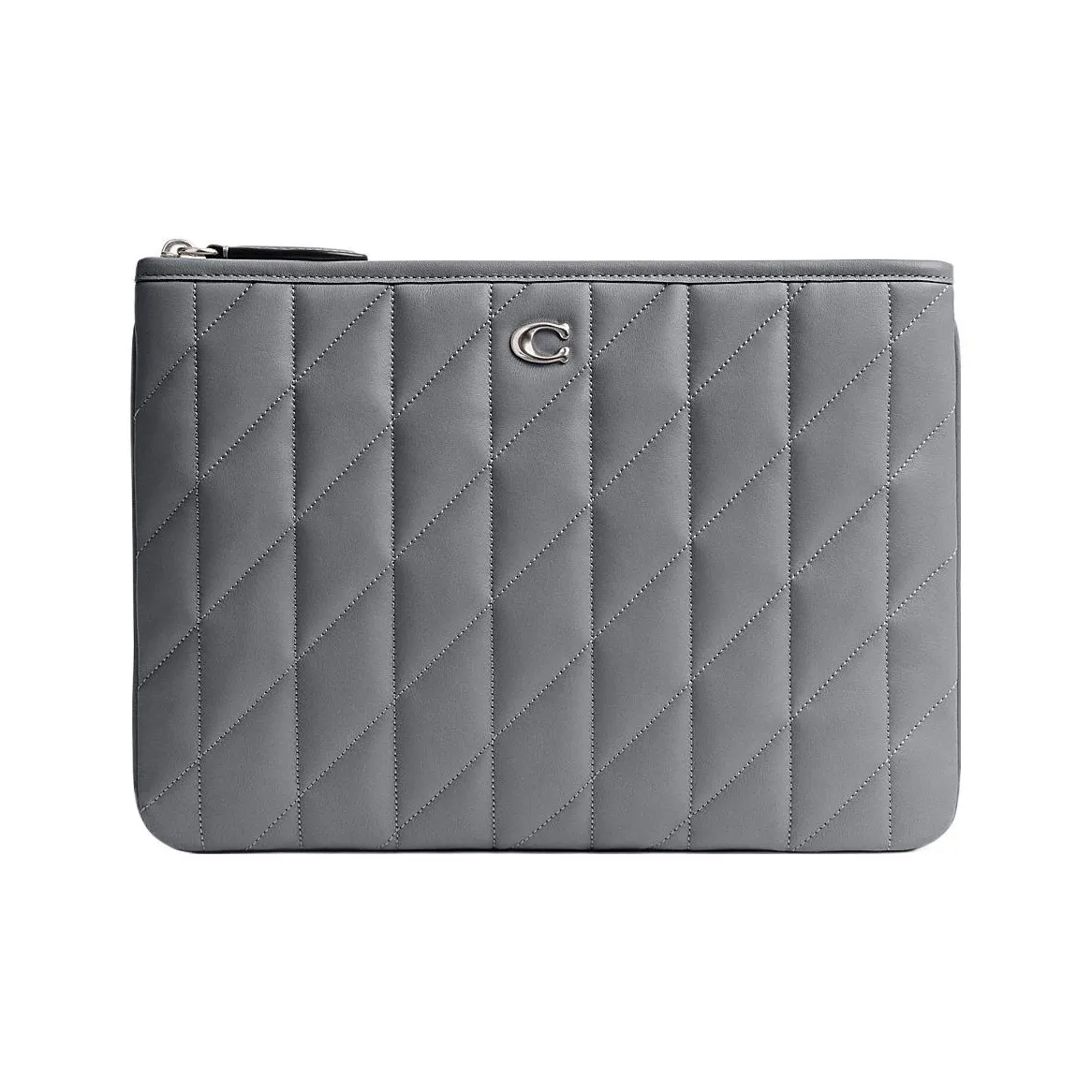 COACH Pouch Кожа Клатч Большой Женский Темно-Серый