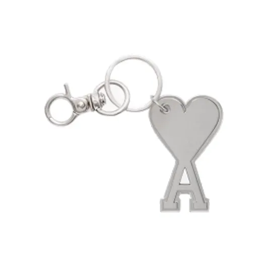 Ami Paris Metallic Logo Charm Polished Finished Keyring