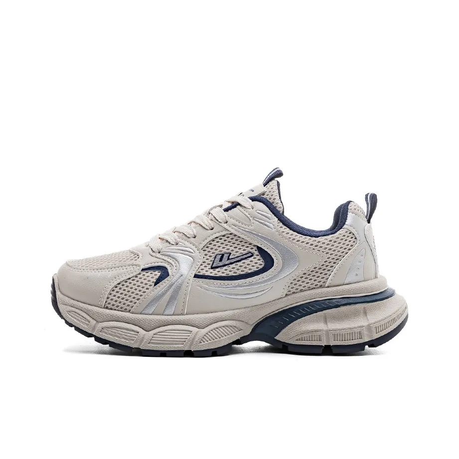 Warrior Slip Resistant Lightweight Height Increasing Low Top Chunky Sneakers Men's Beige Gray Dark Blue