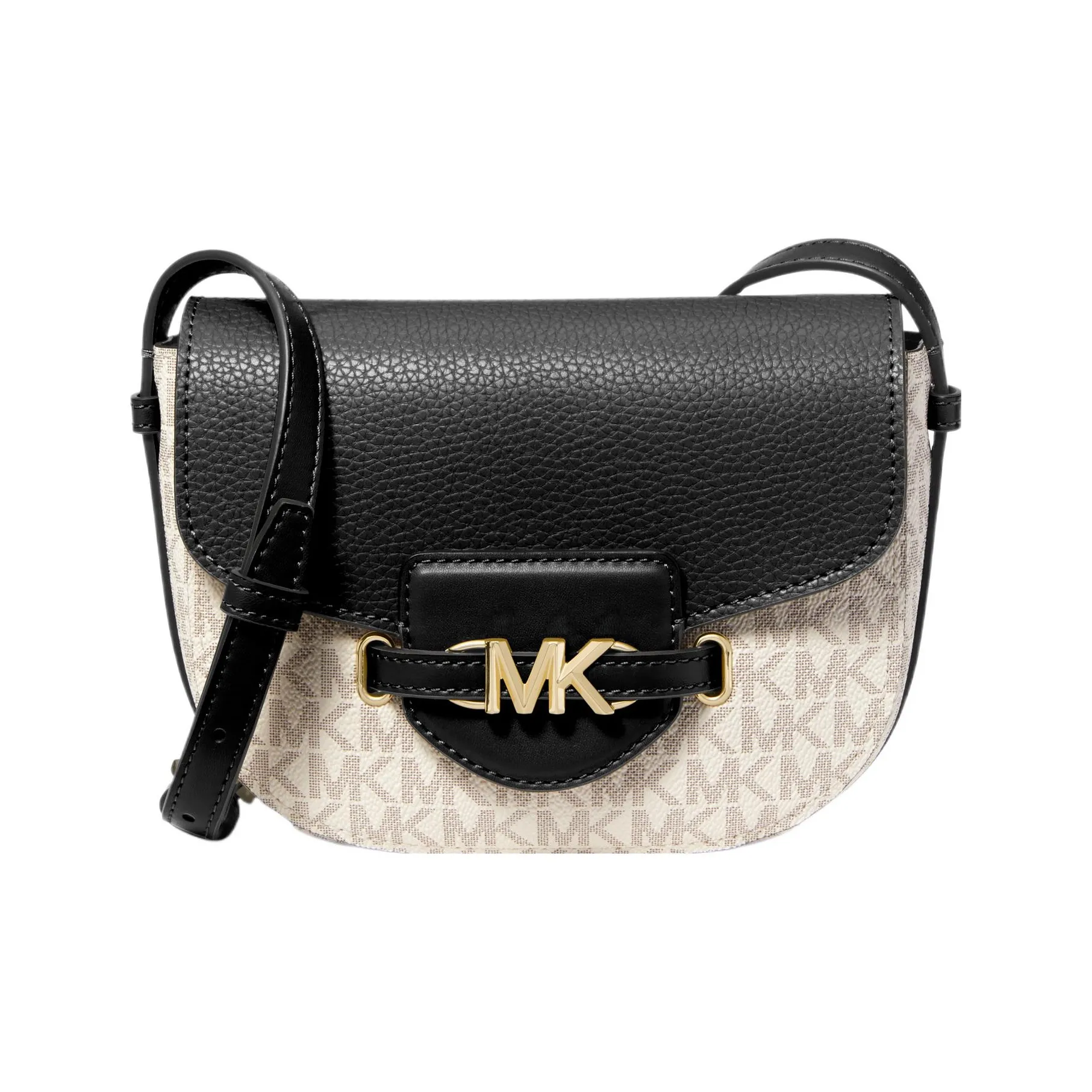 MICHAEL KORS Canvas With Leather Saddle Bag Shoulder Bag Crossbody Bag Small Size Women's Vanilla White/Camel/Black