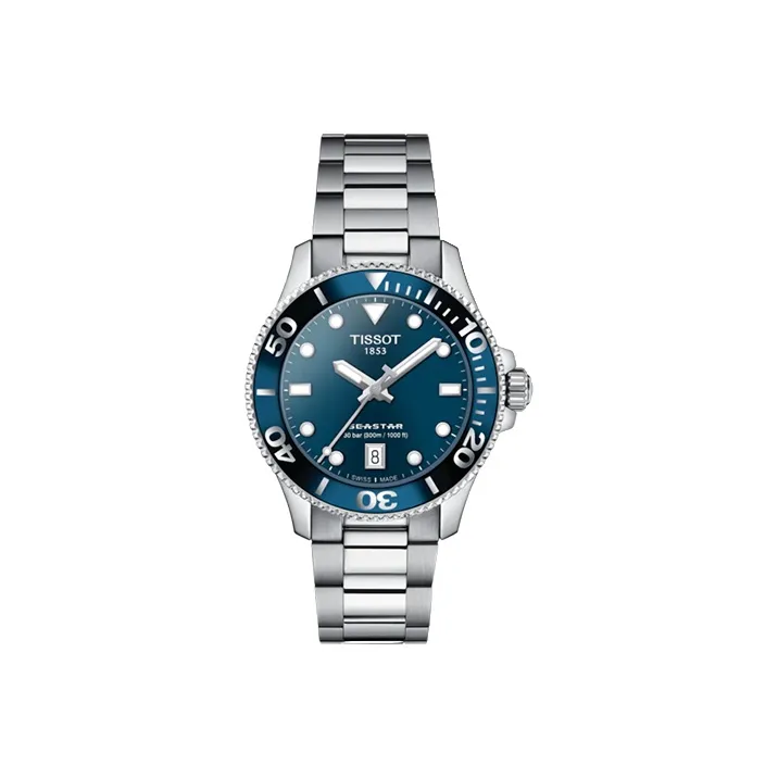 TISSOT Starfish Collection Кварцевый механизм Женские часы 36 мм Синий циферблат Корпус из нержавеющей стали Ремешок из нержавеющей стали