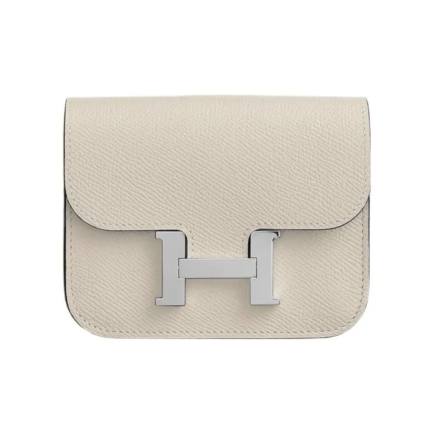 HERMES Constance Slim Epsom Calfskin Clutch Wallet Fanny Pack Regular Women's 10 Craie Milkshake White