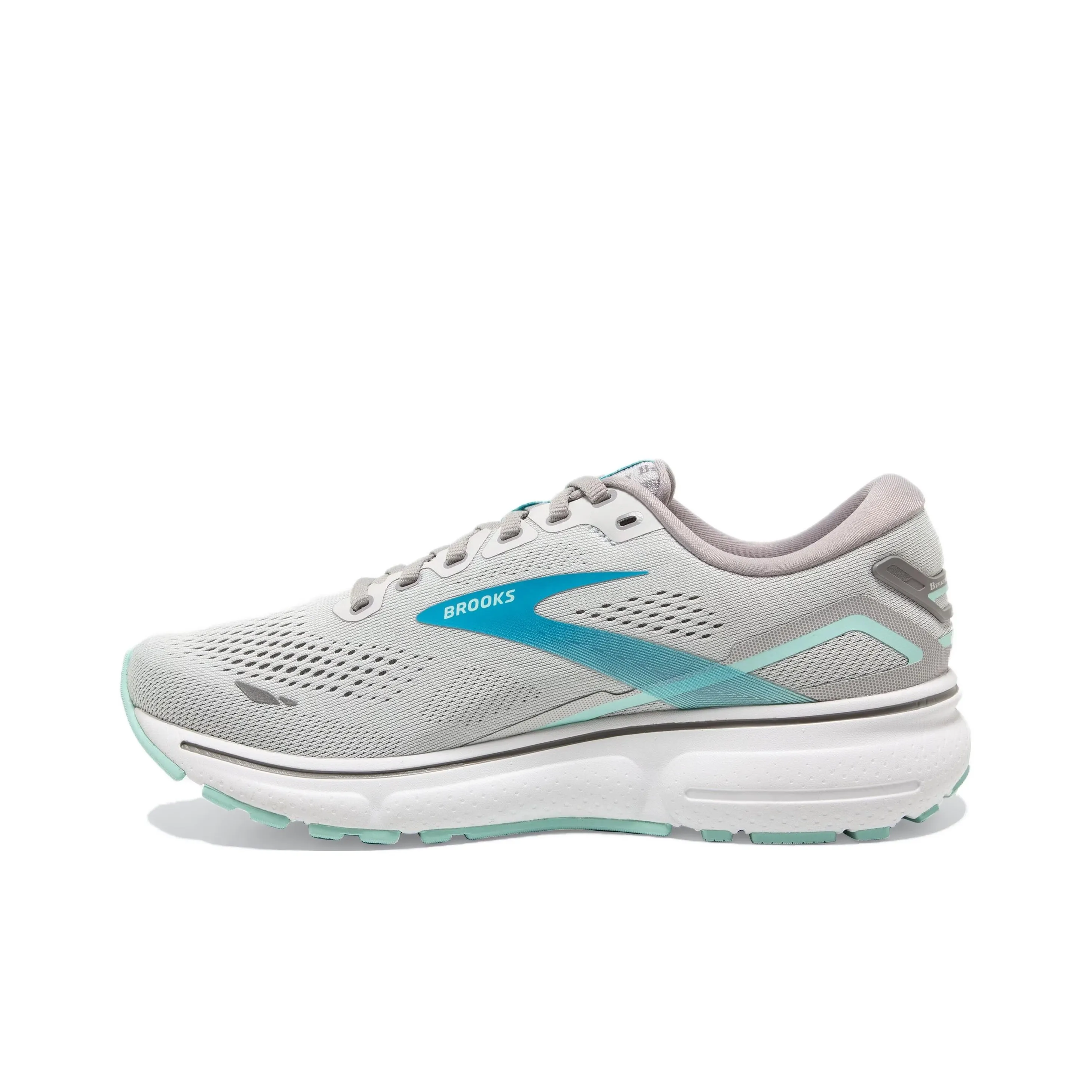 Brooks Ghost 15 Амортизирующие низко-верхние беговые кроссовки с противоскользящим эффектом женские серые