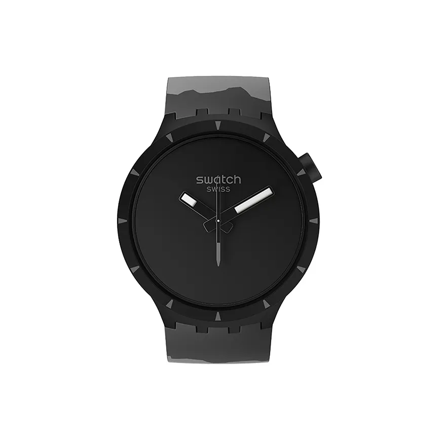 SWATCH Earth Series Кварцевый механизм Мужские часы Циферблат 47 мм Черный Биокерамика Корпус часов Силиконовый ремешок