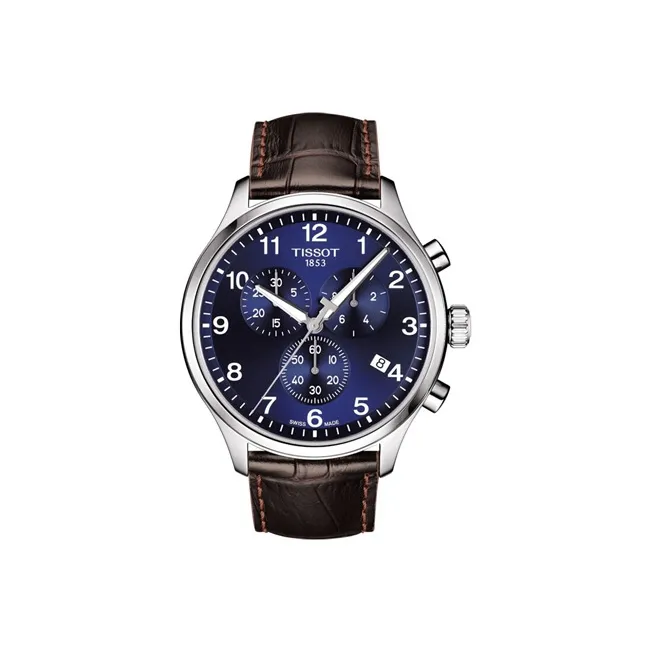 TISSOT Speed Run Series Кварцевый механизм Мужские часы Часы 45 мм Синий циферблат Корпус из нержавеющей стали Ремешок из натуральной кожи