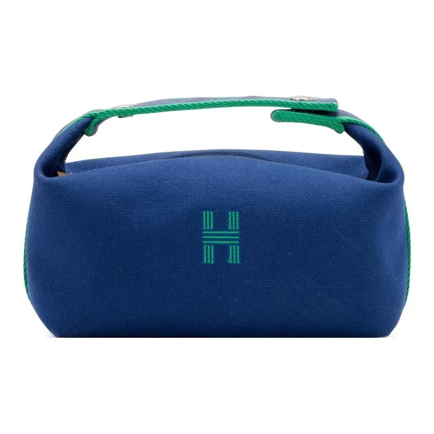 HERMES Bride a Brac Canvas Bag Handbag, Toiletry Bag Tubas Unisex Marine Blue