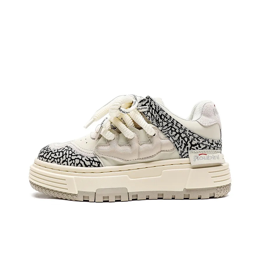 Roubini Slip-Resistant Breathable Low-Top Skateboard Shoes Women's Versatile Rice