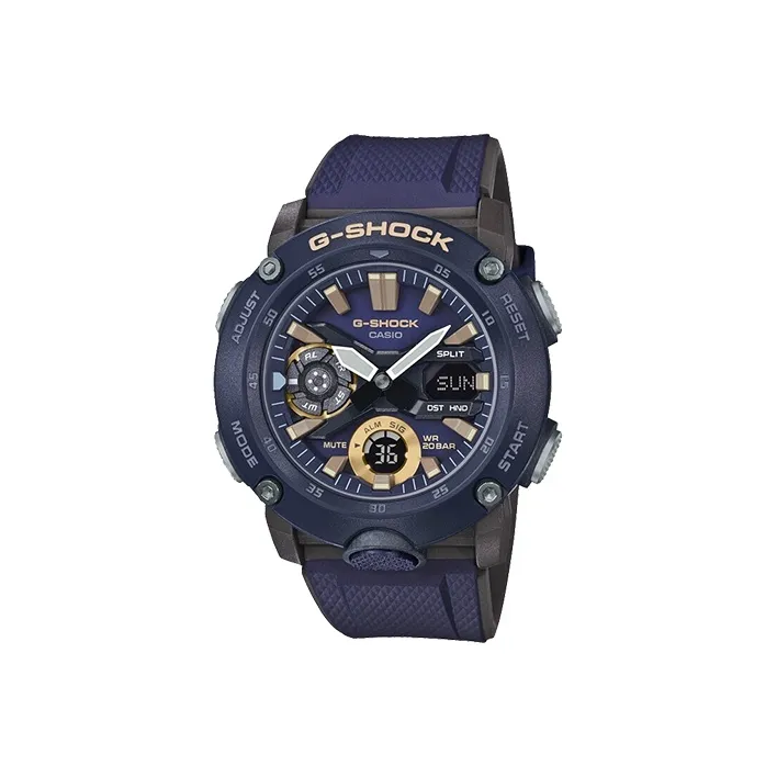 Коллекция CASIO коллекция SHOCK кварцевый механизм смольный ремешок мужские часы синий циферблат GA 2000 2APR