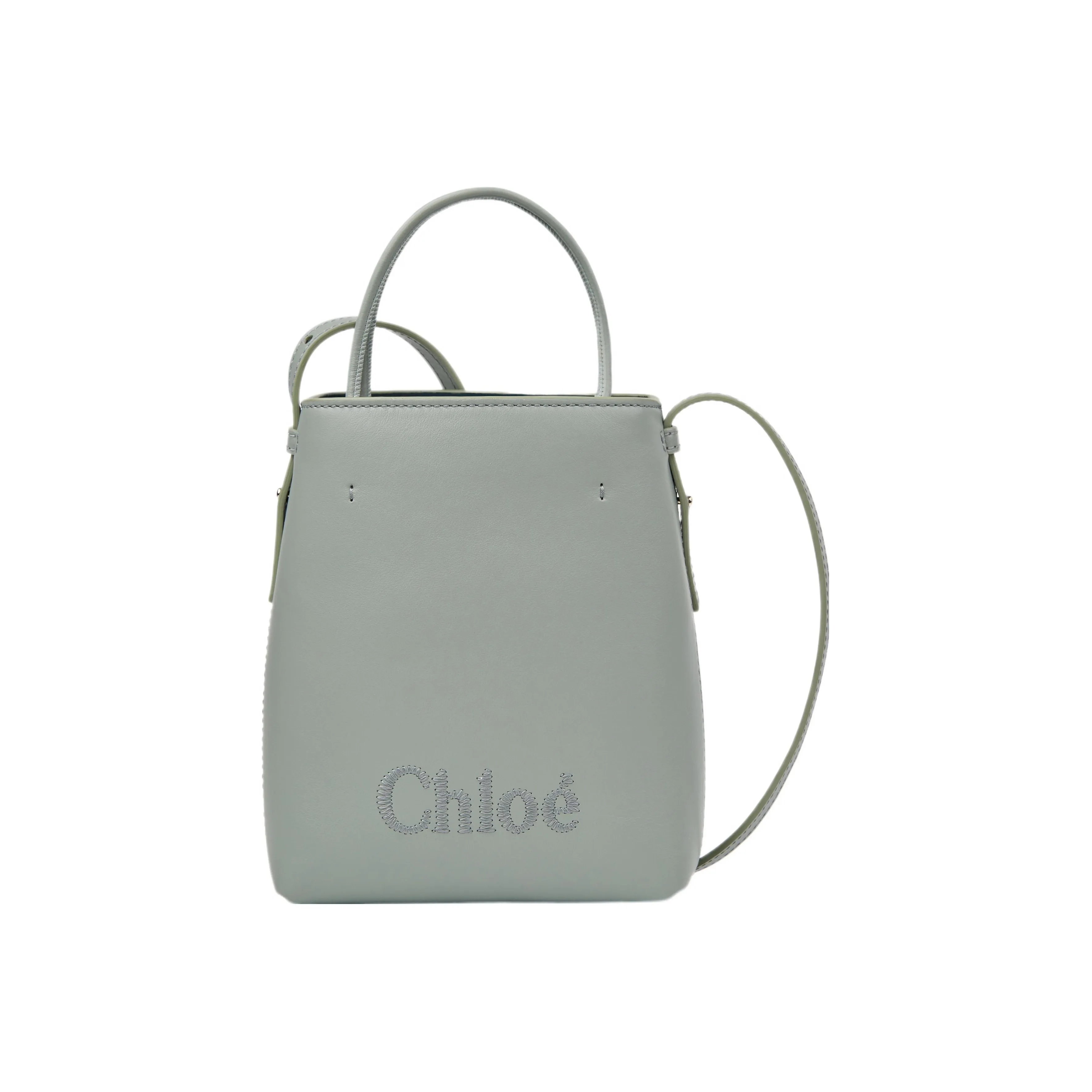 Chloe Shiny Calfskin Tote Bag, Shopping Bag, Handbag, Shoulder Bag, Crossbody Bag Mini Women's Green