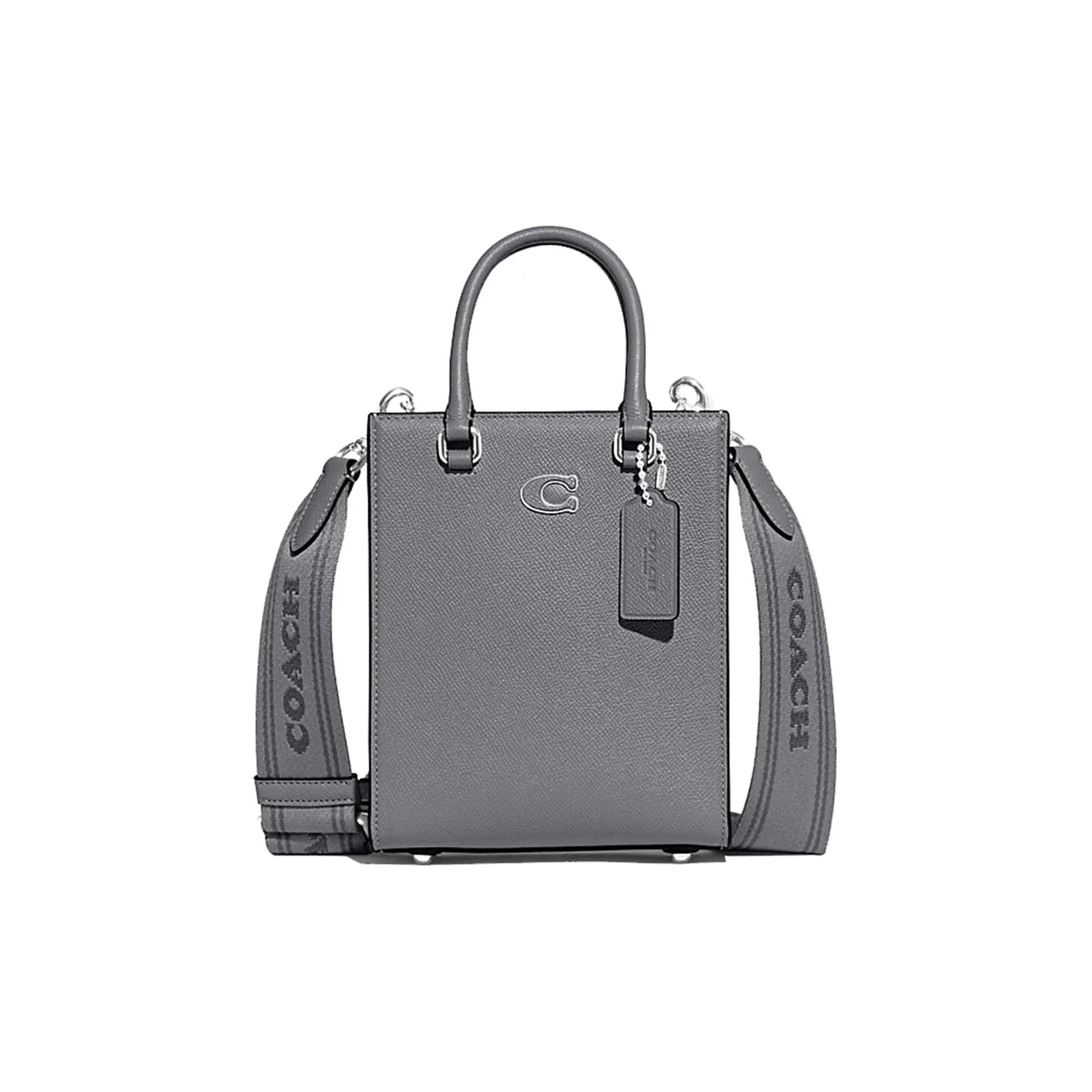 COACH Cow Leather Tote Bag, Shopping Bag, Handbag Trumpets Women's Gray