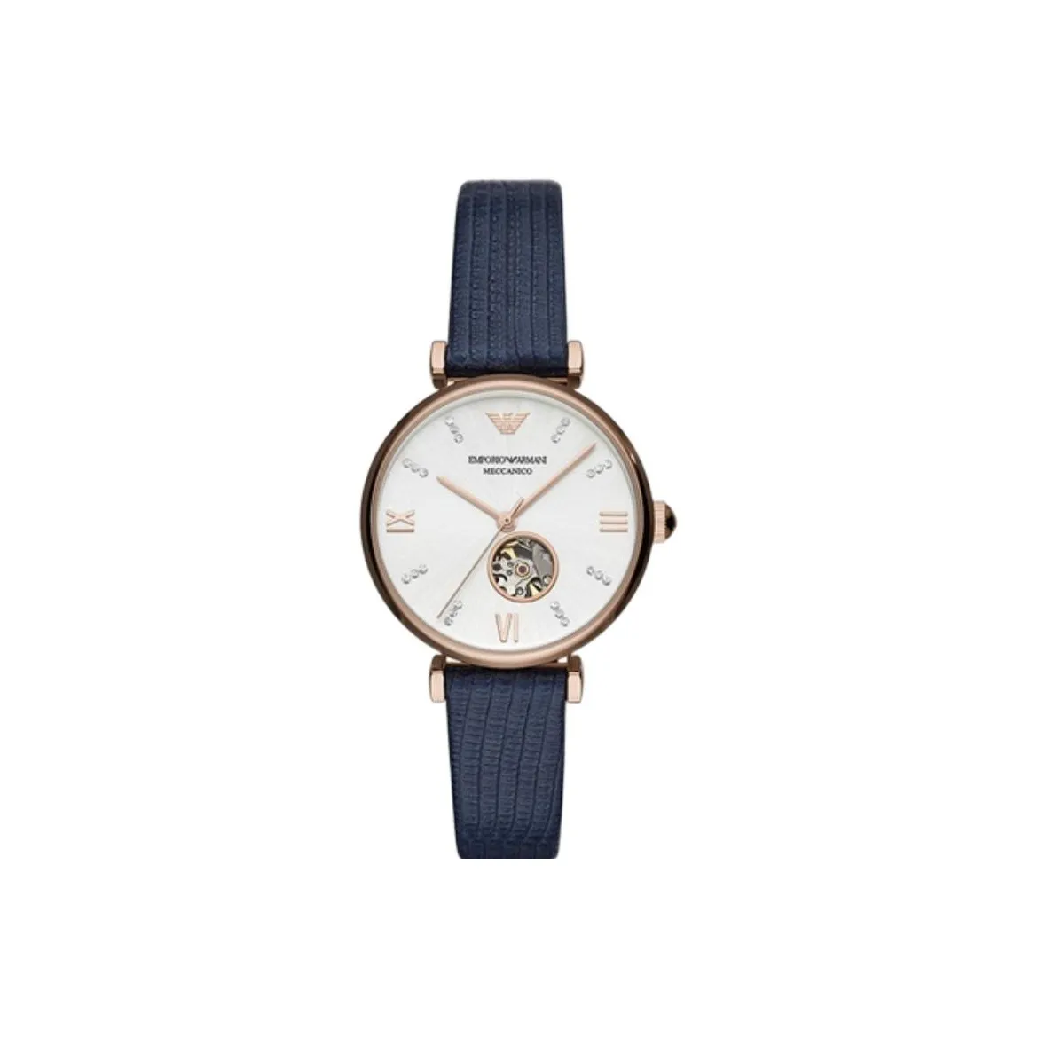 EMPORIO ARMANI Stars Collection Wrist Watch Mechanical Movement Leather Watch Bands Cut-Out Dial Women's Watch