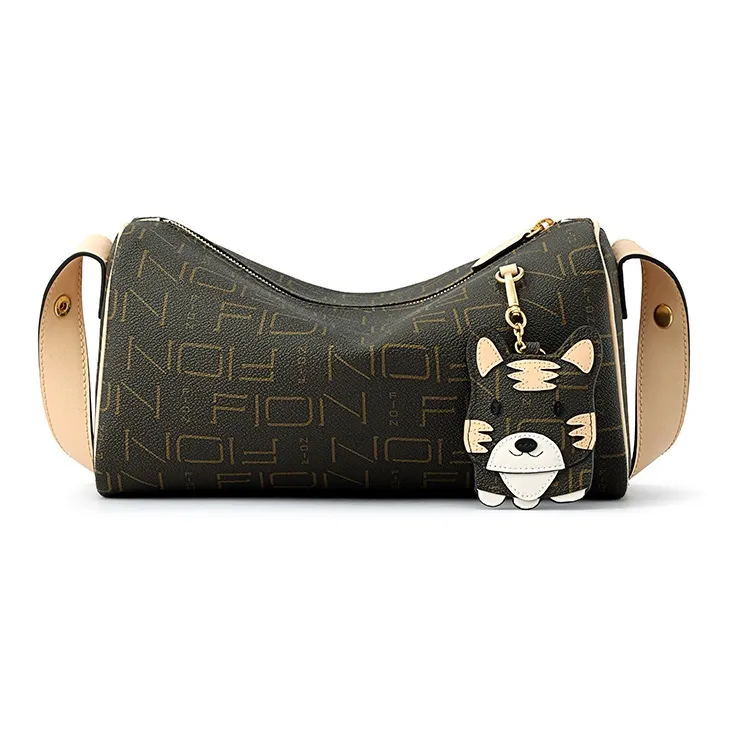 FION Canvas Сумка через плечо Средняя Женская Коричневая