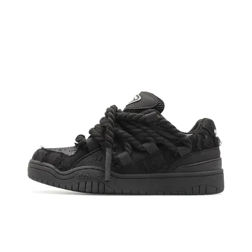Cat&Sofa Dreadlocks Series Кроссовки для скейтбординга Low Top Черное кружево с дистрессом Унисекс