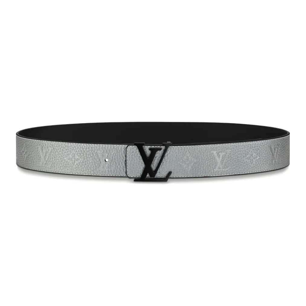 LOUIS VUITTON Cow Leather Belts Unisex Black Width 4cm