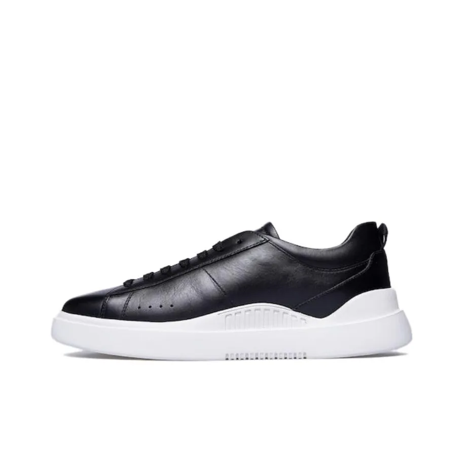 HUGO Logo-debossed Leather Low-top Sneakers