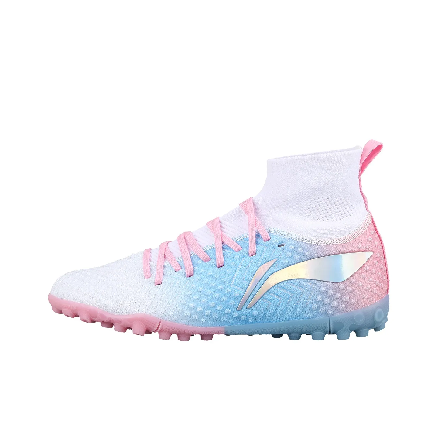 LiNing Shadows 2.0 Cushioned Slip Resistant Soccer Shoes Men's Blue Pink White