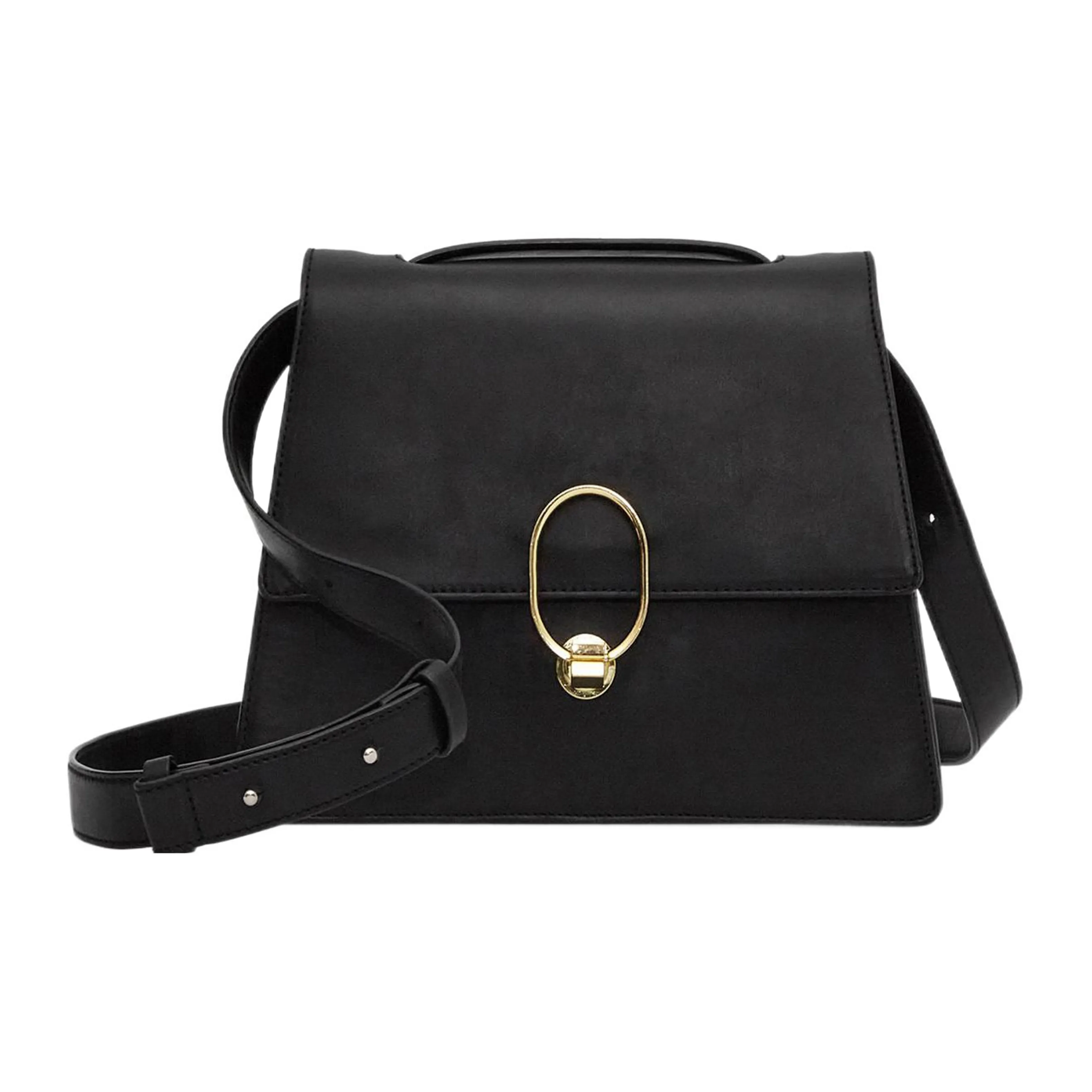 COS Коровья кожа Сумка через плечо Стандартная Женская Черная