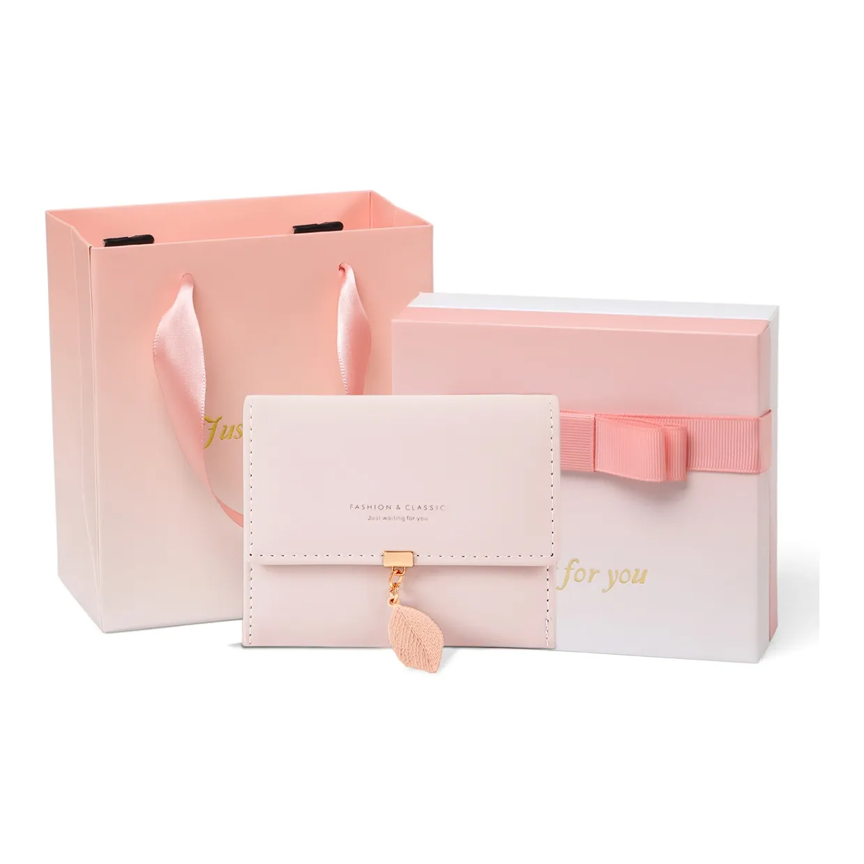 VINEY Cow Leather Wallet Clutch Trumpets Women's Pink