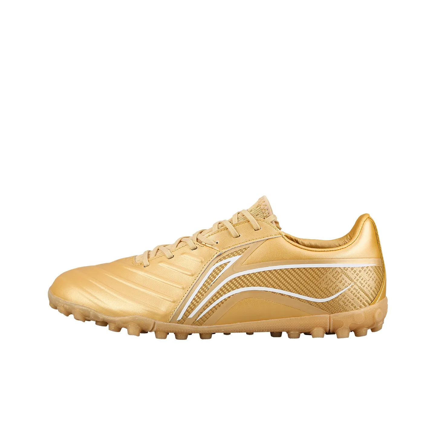LiNing Jin TF Turf Artificial Ground Shock Absorbers With Slip Resistant Features Soccer Shoes Men's Traditional Gold