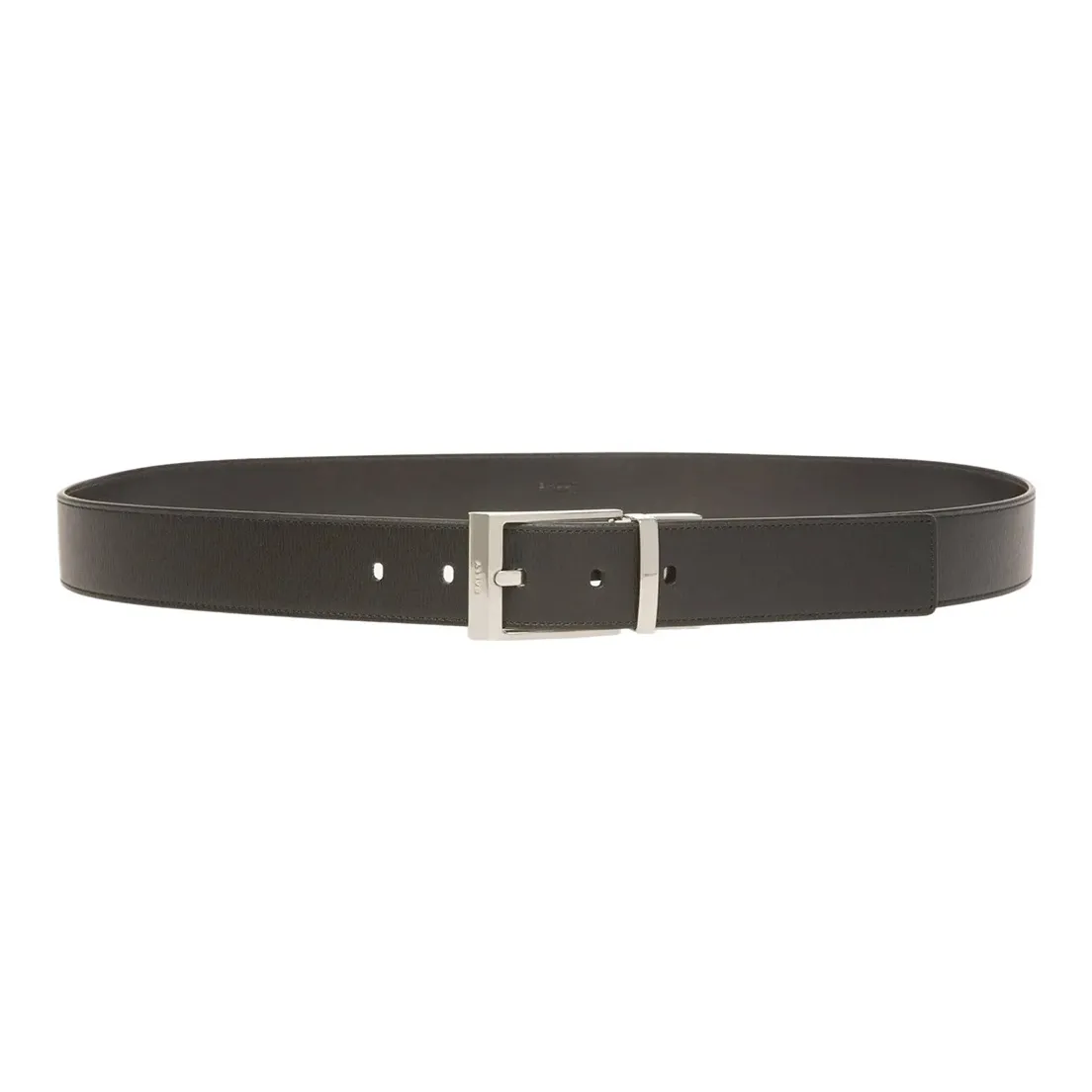 BALLY Classic Logo Letter Stamped Pin Buckle Calfskin Leather Belts Men's Brown Width 3.5CM