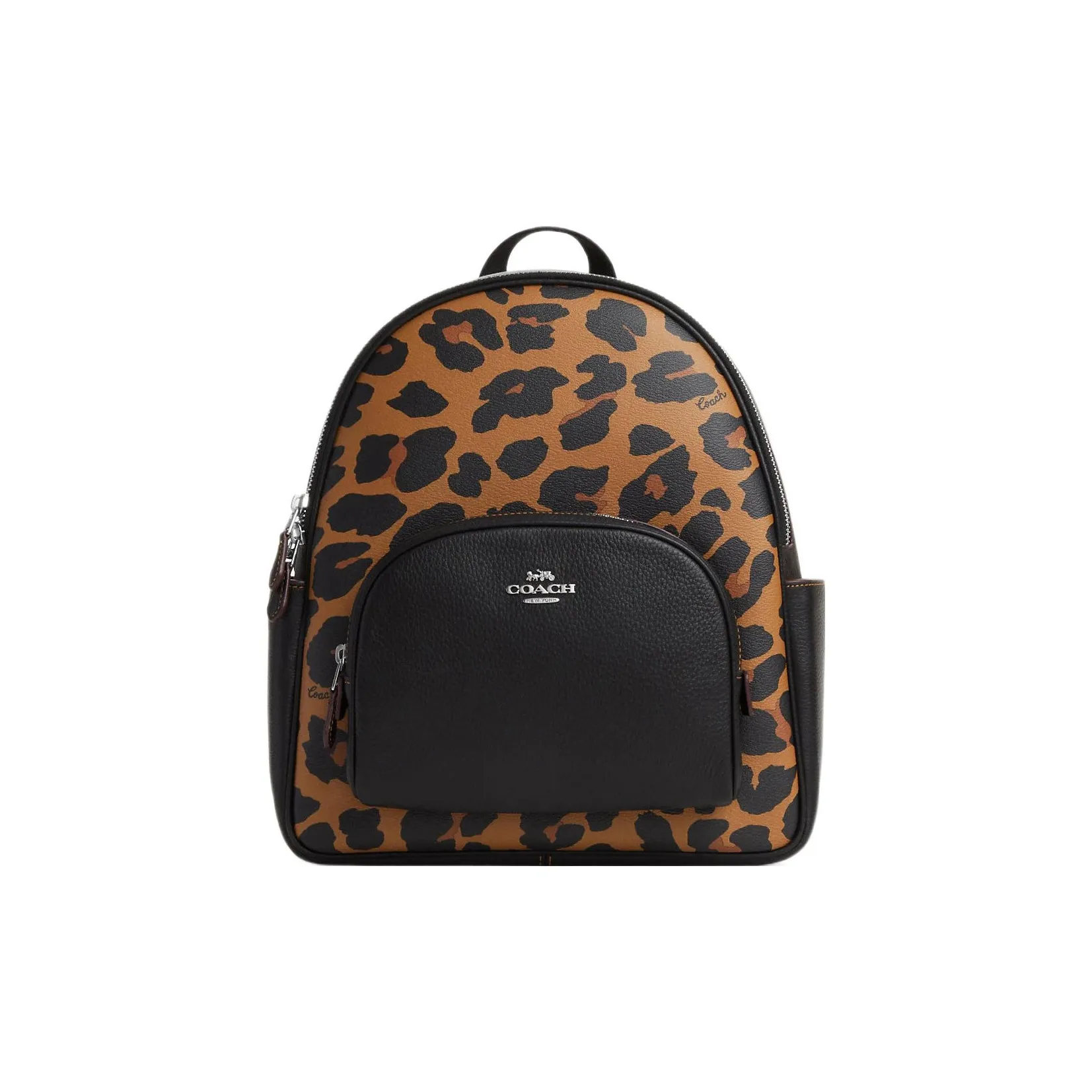 COACH Court Canvas With Pebbled Leather Accents Backpack Large Size Women's Black & Yellow Brown