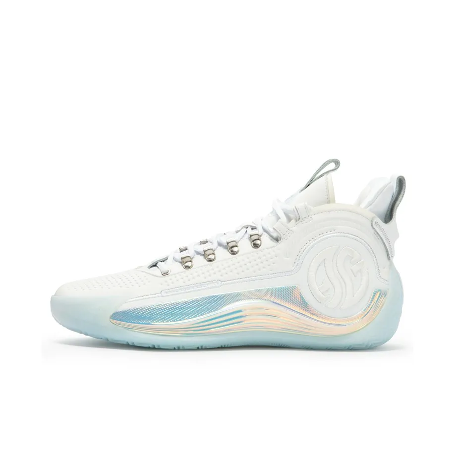 361° AG4 Lux Silver Ice Blade Cushioning Anti-Slip And Wear-Resistant Mid-Top Basketball Shoes Men's White Blue