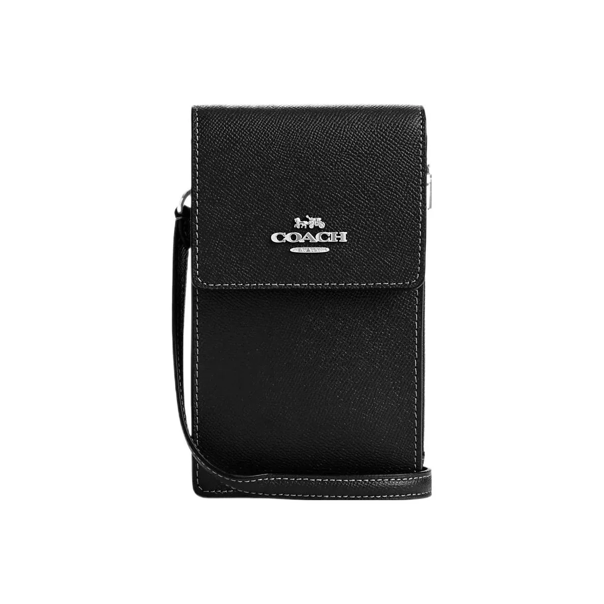 COACH Cross Grain Leather Cell Phone Pouch, Shoulder Bag, Crossbody Bag Mini Women's Black