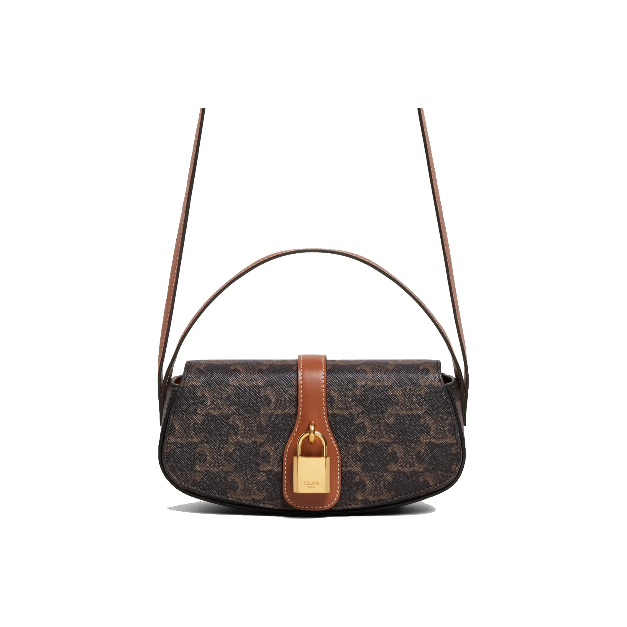 CELINE Triomphe Arc De Triomphe Fabric Baguette Bag Shoulder Bag Handbag Shoulder Bag Crossbody Bag Mini Women's Tawny