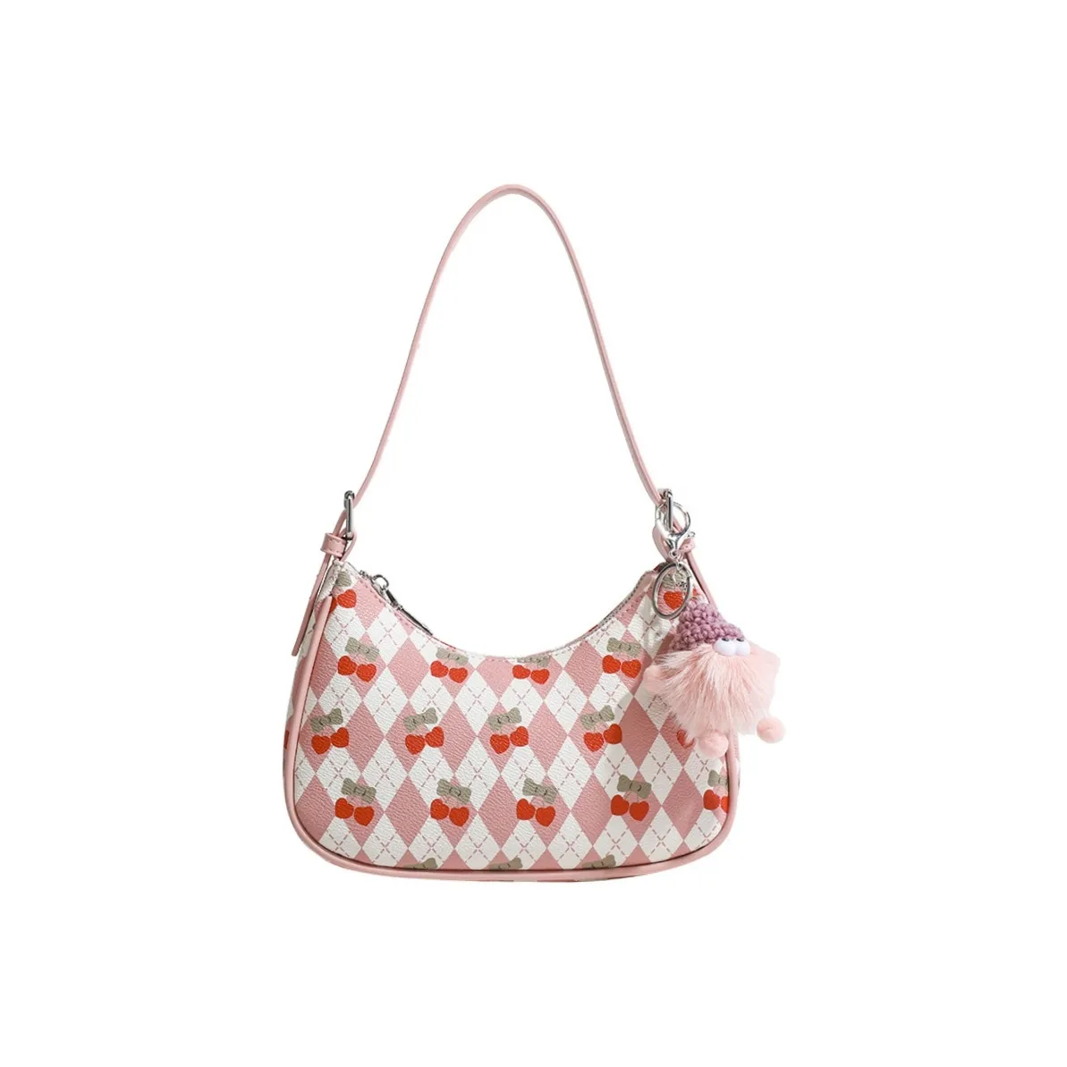NOMK PU Beggar Bag, Handbag, Tote Bag, Shopping Bag, Commuter Bag, Crossbody Bag, Shoulder Bag Regular Women's Pink