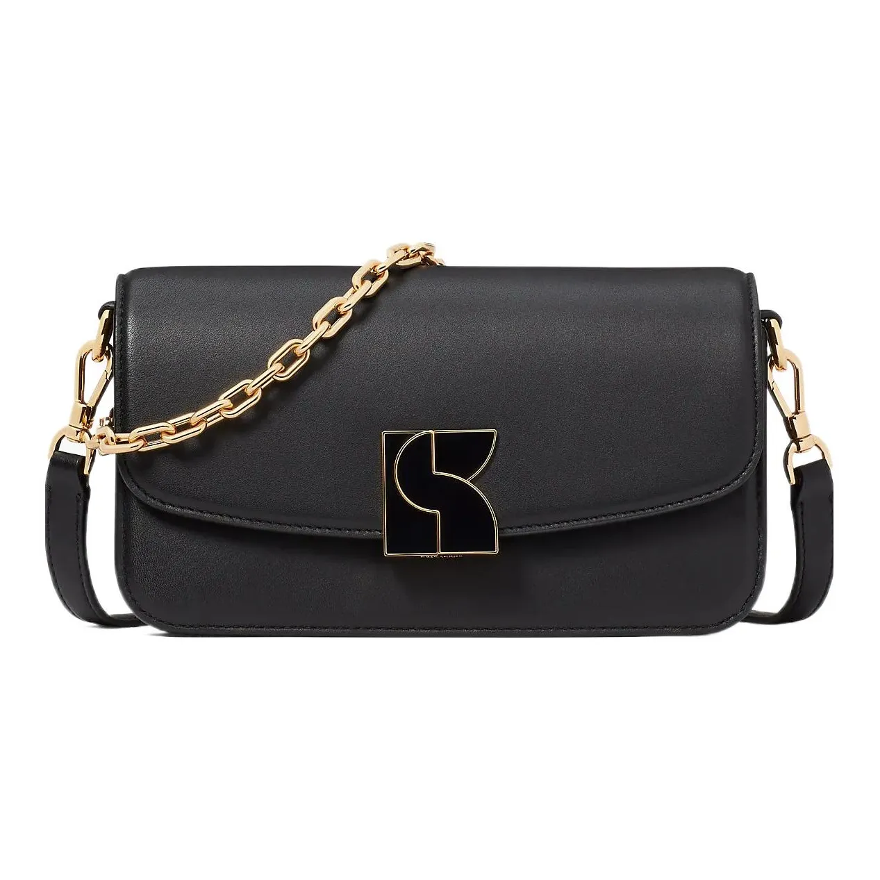 Kate Spade Smooth Cow Leather Shoulder Bag, Crossbody Bag Trumpets Women's Black